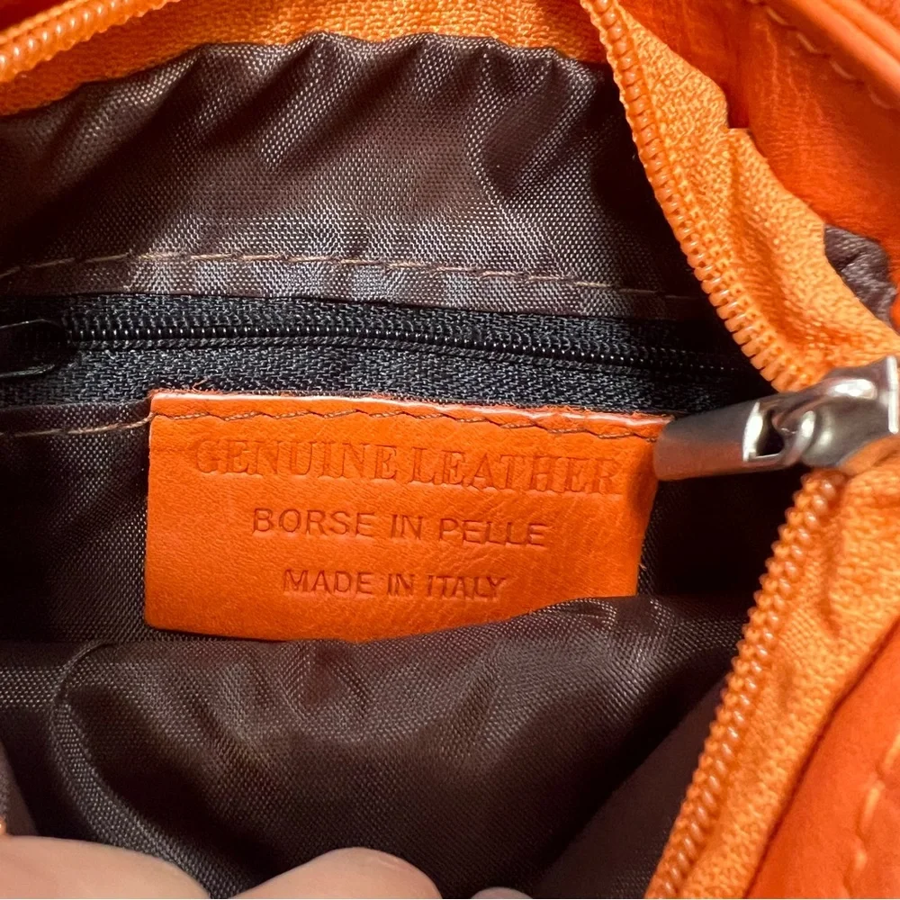 vera pelle orange genuine leather shoulder bag L120-38 - Picture 5 of 6